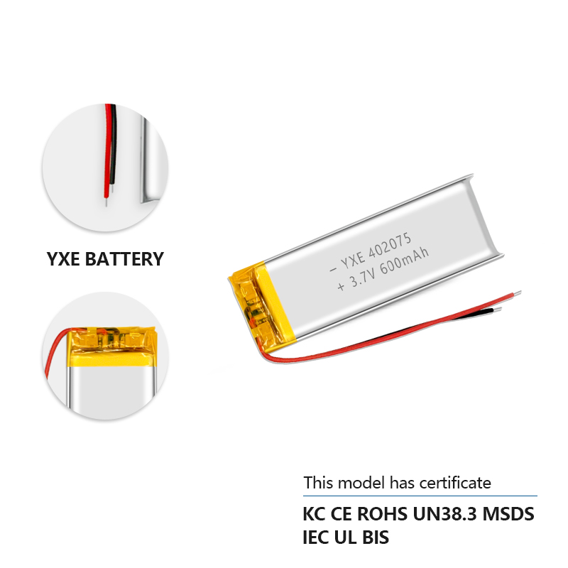 3.7 V Li-ion Battery 402075-600mah